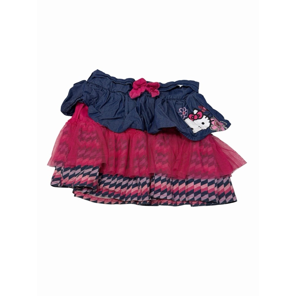 hello kitty girls ruffle skirt size 6x pink blue flowers